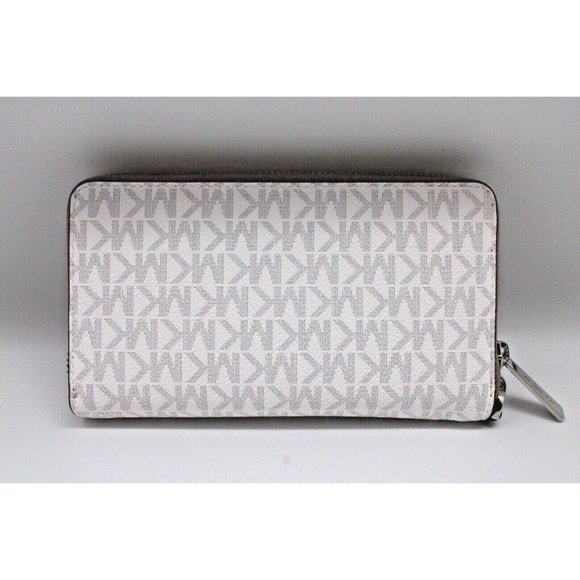 New Michael Kors Jet Set Travel Large Flat Phone Case Signature Bright White - Picture 3 of 3